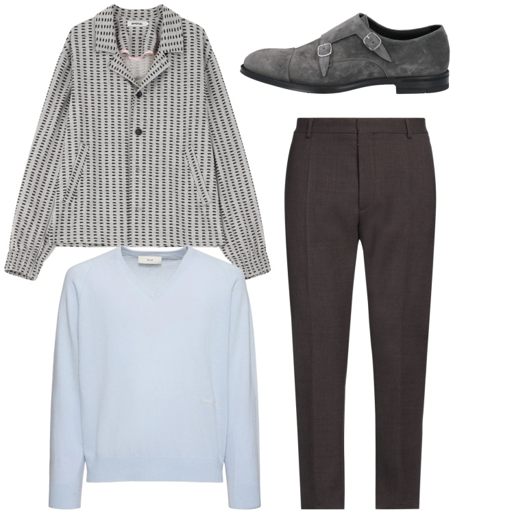 Outfit uomo - Originale. Stile Casual per Tutti i giorni. Abbinamento con pantaloni, scarpe stringate, cappotti, pullovers.