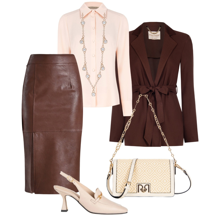 Outfit donna - Midi in similpelle per la sera. Stile Bon Ton per Serata fuori. Abbinamento con décolleté, collane, gonne longuette, camicie, blazer, borse a spalla.