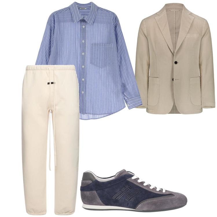 Outfit uomo - Sportivo e comodo. per Ufficio. Abbinamento con sneakers, camicie, giacche, pantaloni.