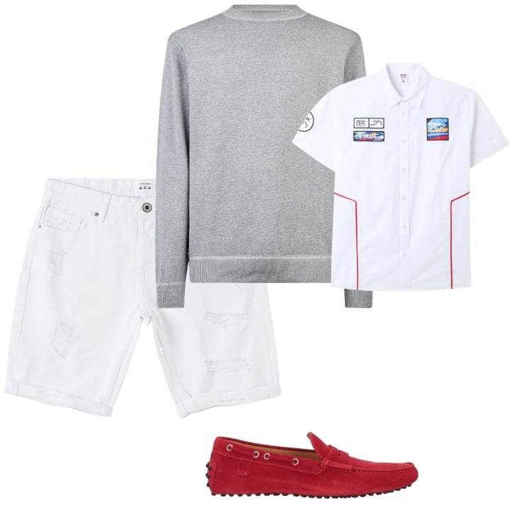 Outfit uomo - Mare e vela. per Mare. Abbinamento con scarpe stringate, bermuda, camicie a manica corta, maglieria.