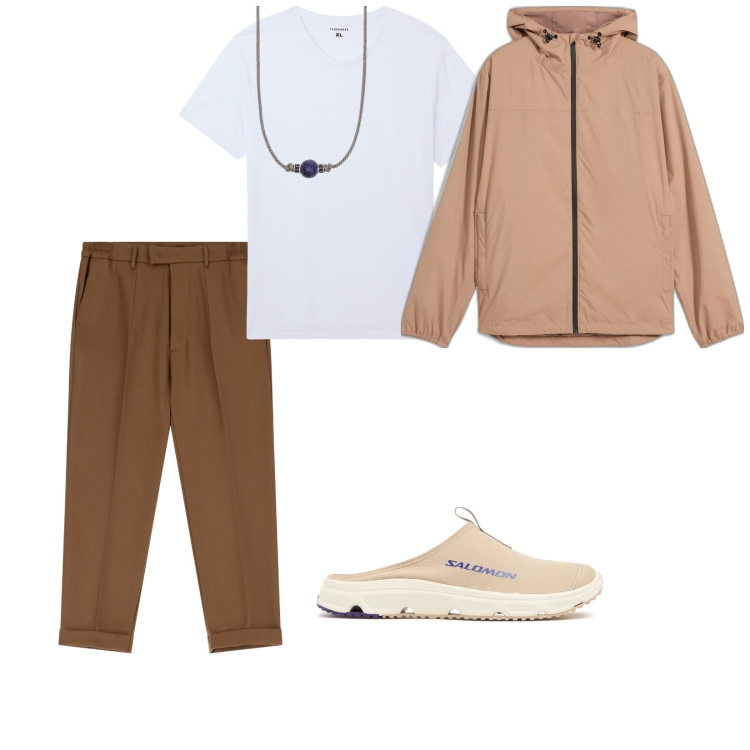 Outfit uomo - In saboat. per Mare. Abbinamento con giacche, collane, t-shirt, pantaloni, sneakers.