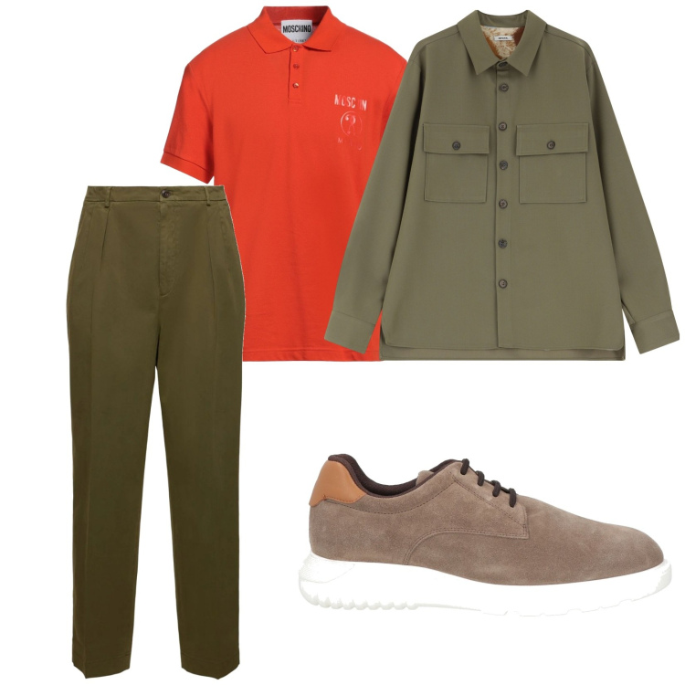 Outfit uomo - La maglia arancione. per Ufficio. Abbinamento con sneakers, polo, camicie, pantaloni.