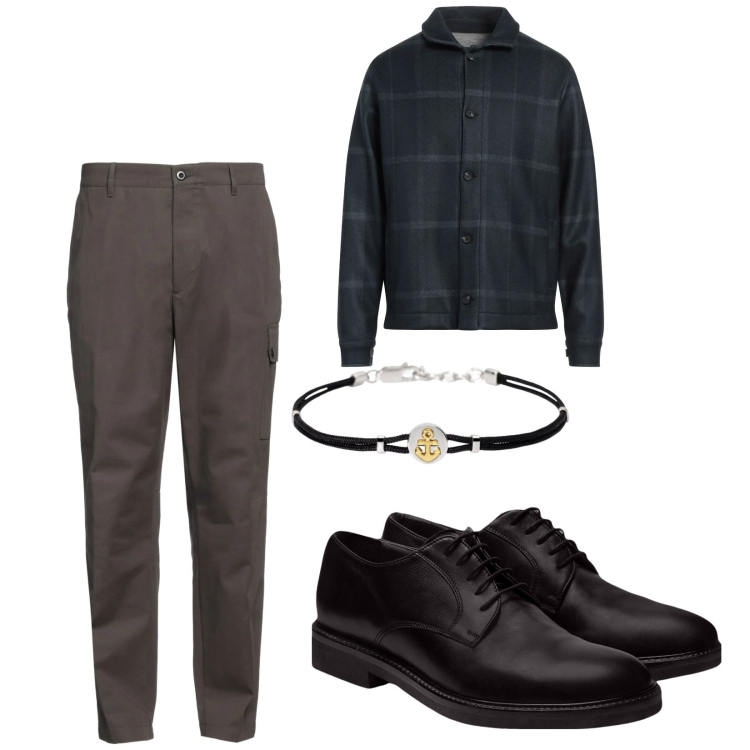 Outfit uomo - Uscita con te. per Serata speciale. Abbinamento con pantaloni cargo, camicie, braccialetti, scarpe stringate.