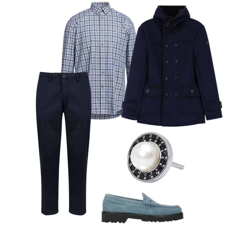 Outfit uomo - I gemelli. per Serata speciale. Abbinamento con camicie, scarpe stringate, orecchini, giacche, pantaloni.