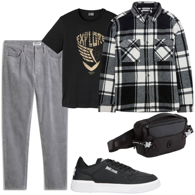 Outfit uomo - Total look #2074418. Stile Casual per Tutti i giorni. Abbinamento con pantaloni, t-shirt, sneakers, cappotti, borse sportive.