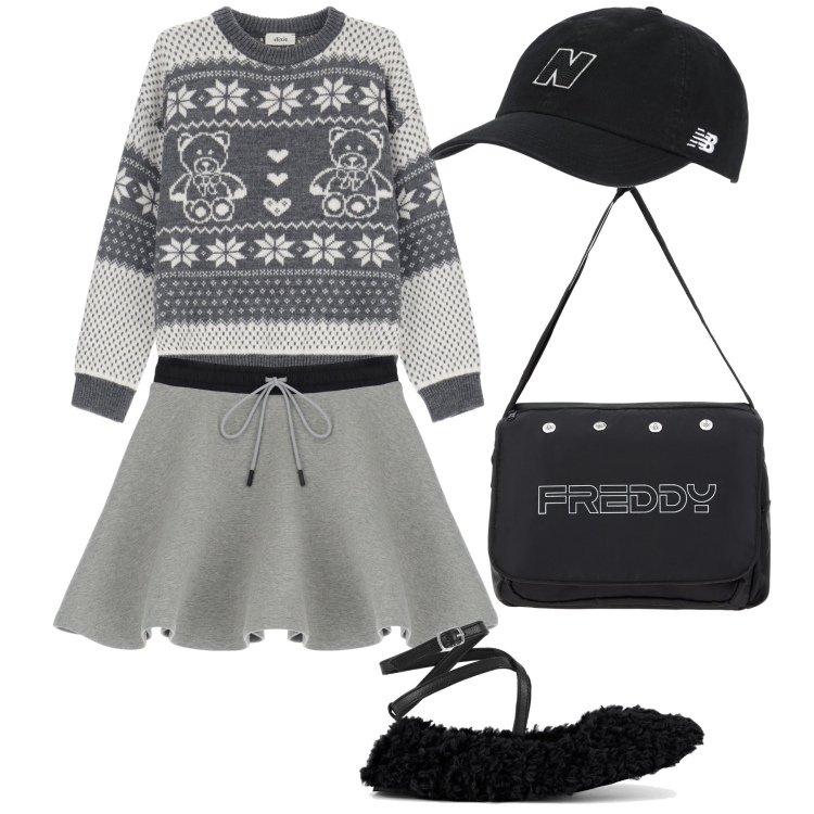 Outfit donna - Orsetti. Stile Preppy per Tutti i giorni. Abbinamento con cappelli, minigonne, borse messenger, maglieria, ballerine.