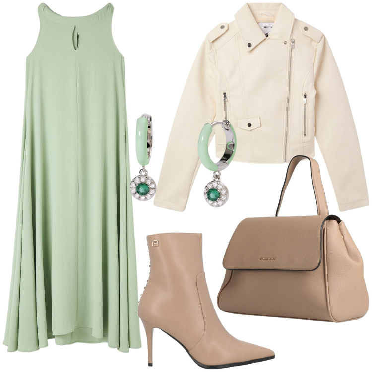 Outfit donna - Total look #2074531. Stile Trendy per Tutti i giorni. Abbinamento con zaini, stivaletti, vestiti senza maniche, giacche, orecchini.
