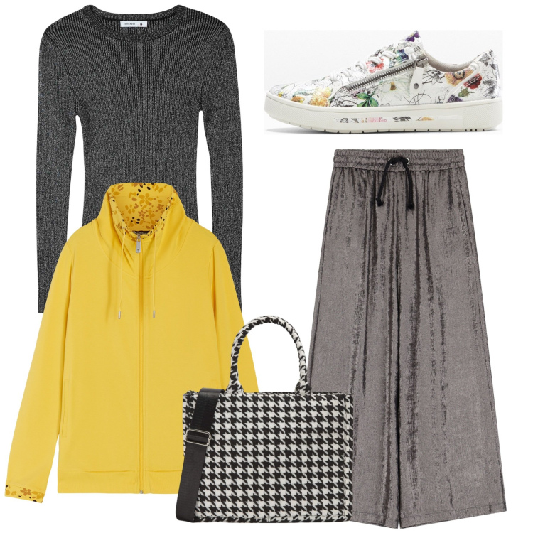 Outfit donna - Pioggia di marzo. Stile Urban per Tutti i giorni. Abbinamento con sneakers, maglieria, shopping bag, pantaloni, felpe con cappuccio.