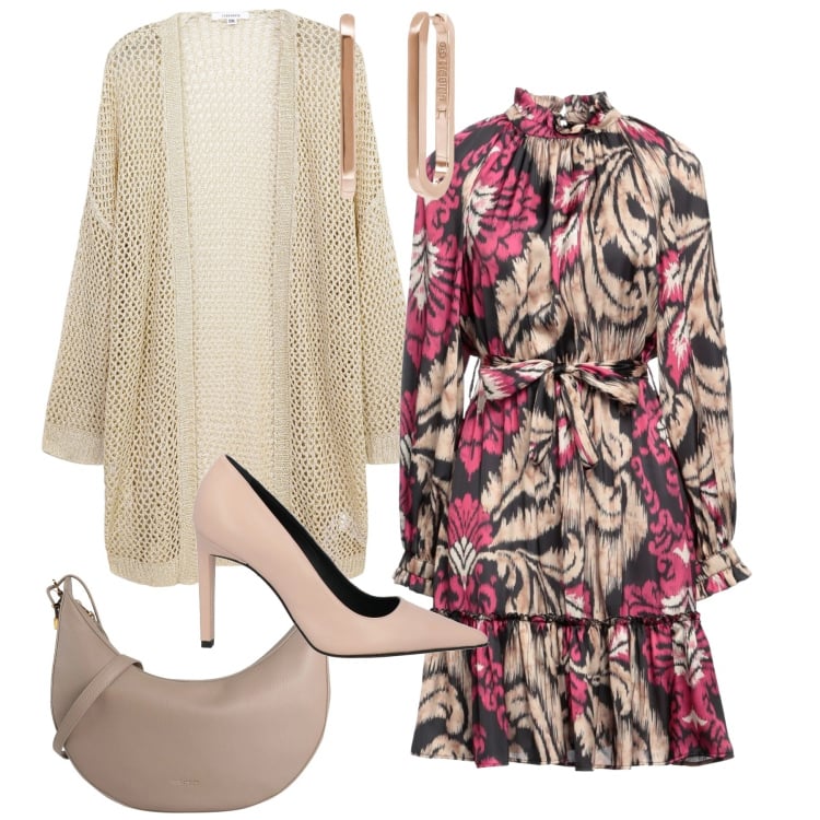 Outfit donna - Cerimonia. Stile Chic per Cerimonia. Abbinamento con vestiti corti, décolleté, borse a tracolla, orecchini, kimono.