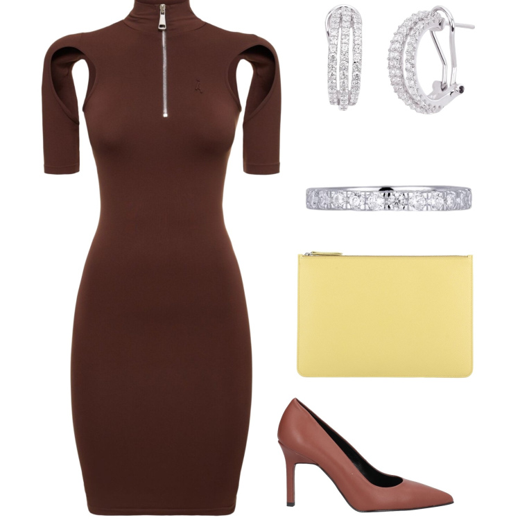 Outfit donna - Diamonds are girls’ best friends. Stile Sexy per Serata fuori. Abbinamento con décolleté, pochette, anelli, orecchini, vestiti.