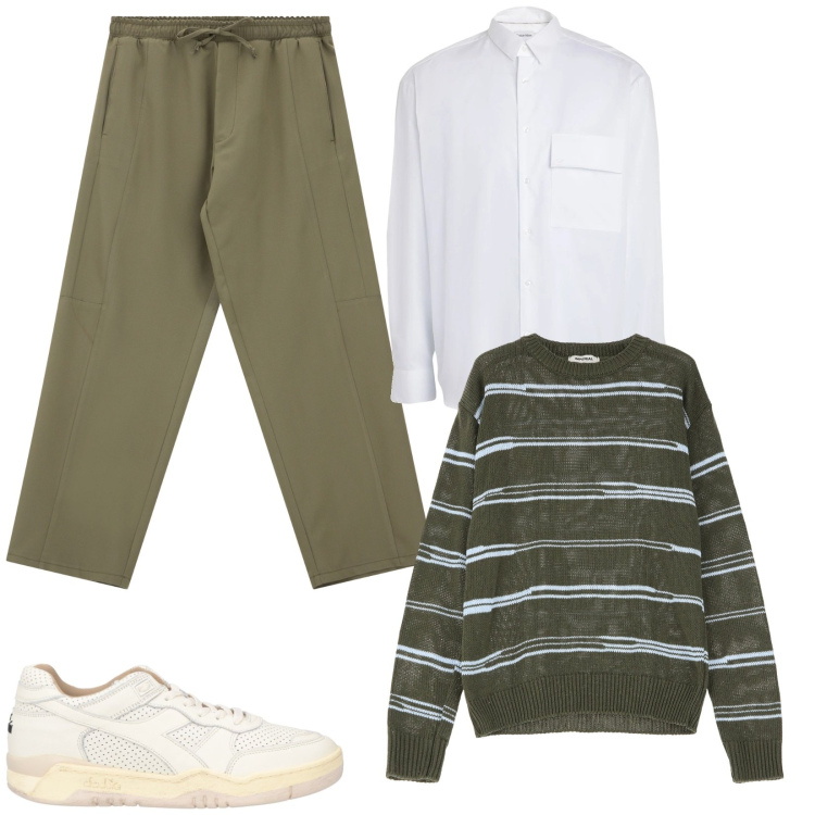 Outfit uomo - Sportwear tutti i giorni. Stile Urban per Tutti i giorni. Abbinamento con sneakers, camicie, pantaloni cargo, pullovers.