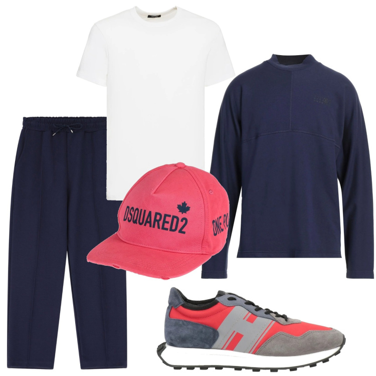 Outfit uomo - In relax. Stile Urban per Tutti i giorni. Abbinamento con felpe, sneakers, cappelli, pantaloni sportivi, t-shirt.
