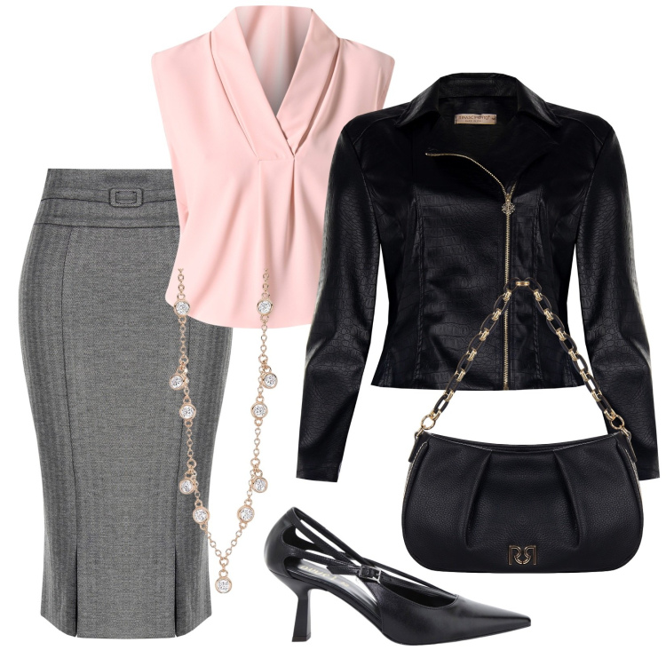 Outfit donna - Total look #2075227. per Ufficio. Abbinamento con décolleté, collane, bluse, giacche, gonne lunghe, borse a tracolla.