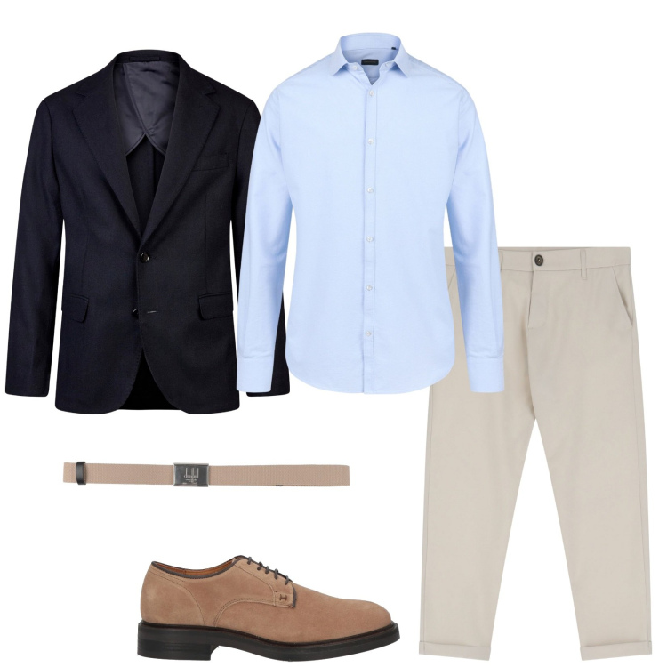 Outfit uomo - Total look #2075311. Stile Business/Elegante per Ufficio. Abbinamento con scarpe stringate, cinture, pantaloni chino, giacche, camicie.