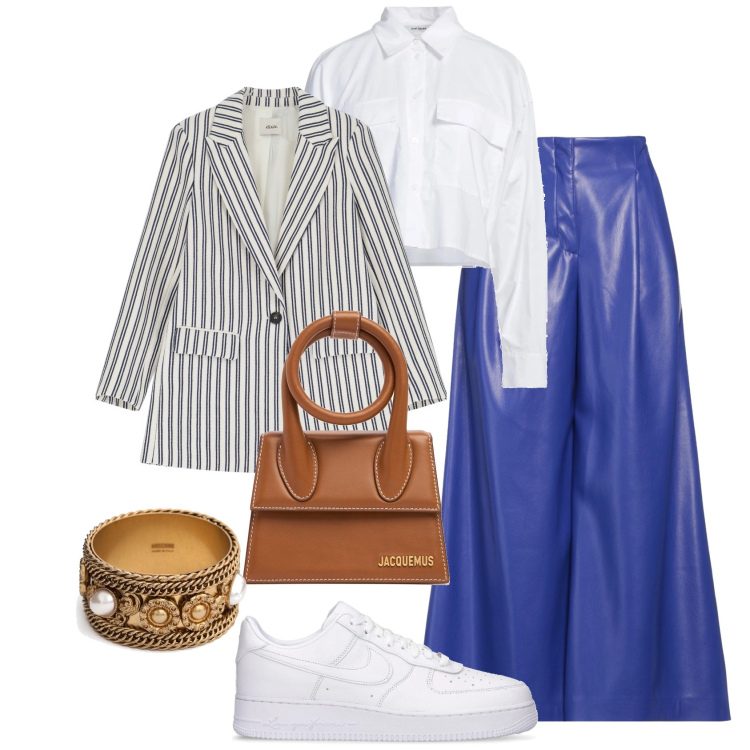 Outfit donna - I colori della primavera @nike75. Stile Glamour per Tutti i giorni. Abbinamento con pantaloni, camicie, blazer, braccialetti, borse a mano, sneakers.