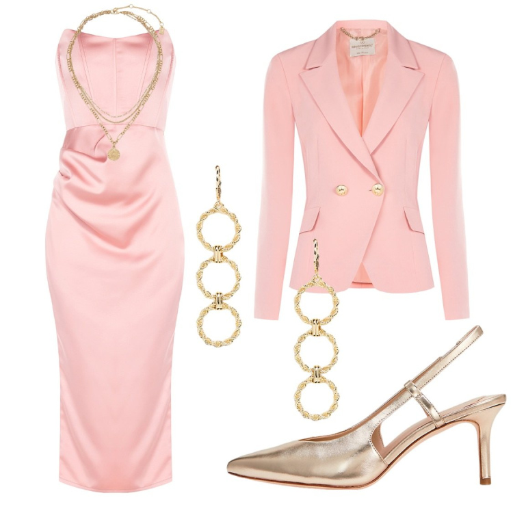 Outfit donna - Pastello power. Stile Chic per Cerimonia. Abbinamento con vestiti midi/longuette, blazer, ciondoli, décolleté, orecchini.