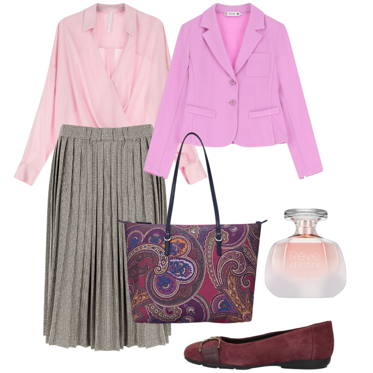 Outfit donna - Pastel Power. Stile Bon Ton per Tutti i giorni. Abbinamento con ballerine, profumi, gonne, blazer, bluse, borse tote.