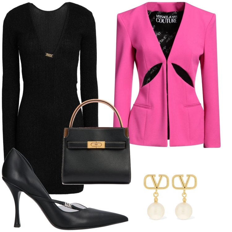 Outfit donna - Nel York. Stile Chic per Tutti i giorni. Abbinamento con décolleté, blazer, vestiti corti, orecchini, borse a mano.