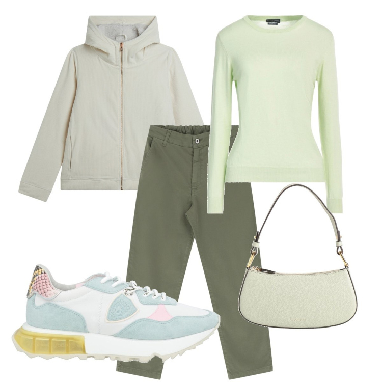 Outfit donna - Total look #2075605. Stile Basic per Tutti i giorni. Abbinamento con sneakers, borse a mano, pullovers, blazer, pantaloni.
