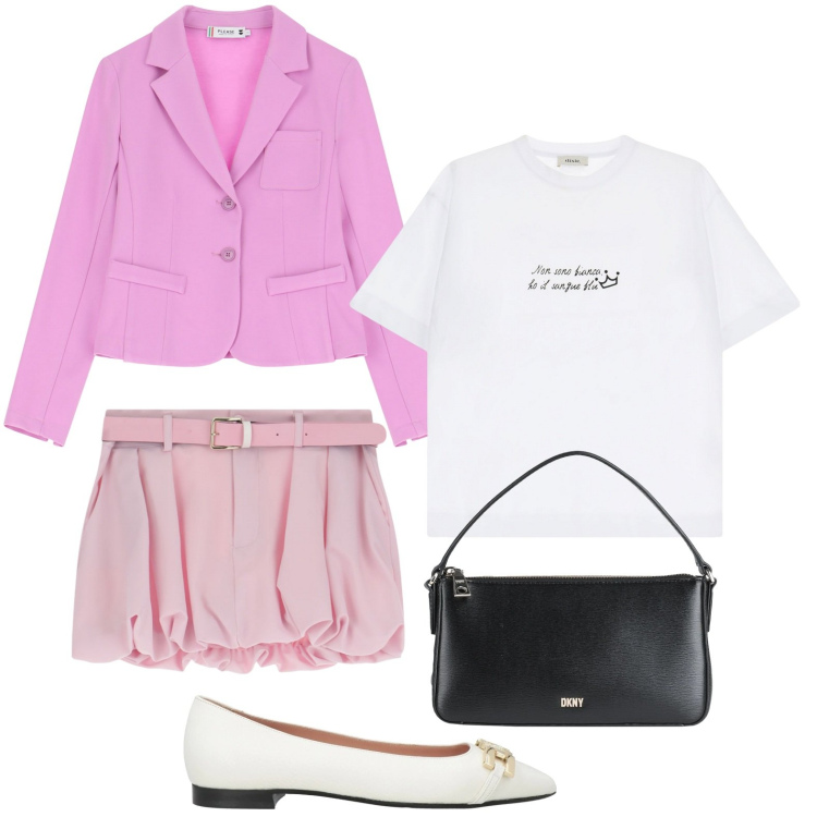 Outfit donna - La gonna a palloncino. Stile Casual per Serata fuori. Abbinamento con borse a mano, ballerine, blazer, minigonne, t-shirt.