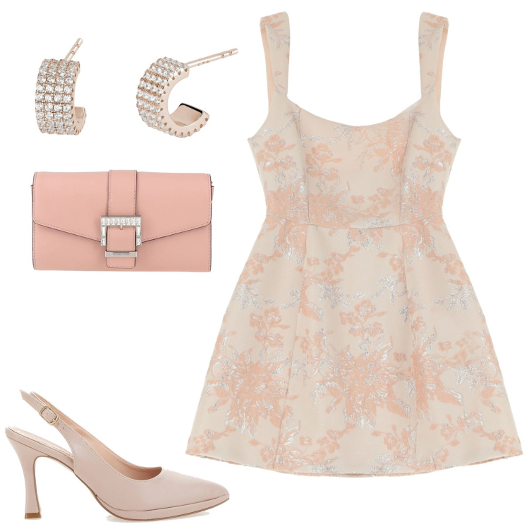 Outfit donna - Imperial. Stile Romantica per Serata fuori. Abbinamento con borse a mano, orecchini, vestiti corti, décolleté.