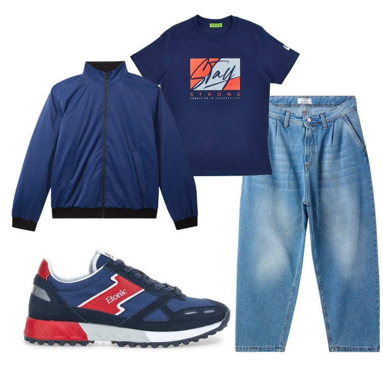 Outfit uomo - Total look #2075902. Stile Casual per Tutti i giorni. Abbinamento con giacche, jeans, sneakers, t-shirt.