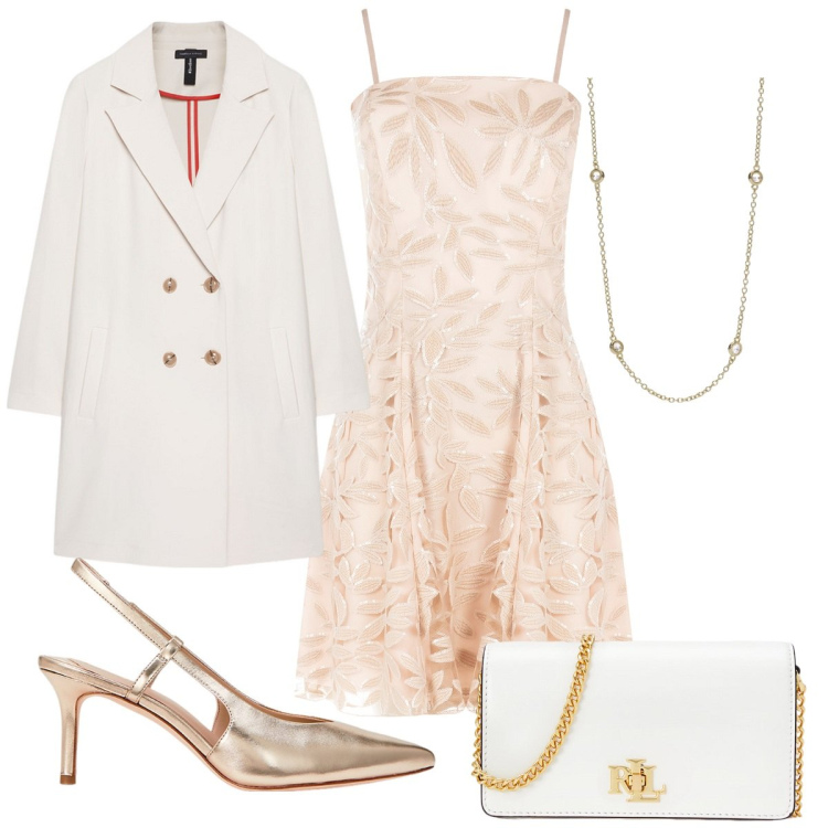Outfit donna - Auguri a tutte le donne : donna glamour. Stile Glamour per Cerimonia. Abbinamento con collane, vestiti corti, borse a mano, décolleté, cappotti.