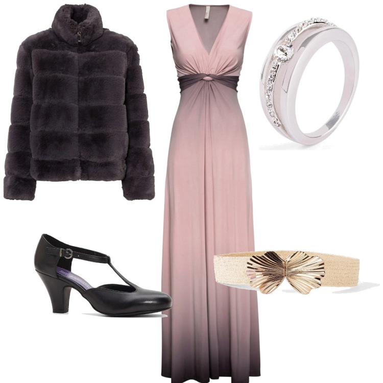 Outfit donna - Explore Springtime - Bonprix glamour. Stile Glamour per Cerimonia. Abbinamento con anelli, ecopellicce, cinture, vestiti, décolleté.