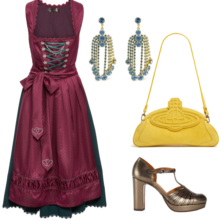 Outfit donna - Bella mascherina. Stile Trendy per Serata fuori. Abbinamento con vestiti, décolleté, orecchini, clutch.