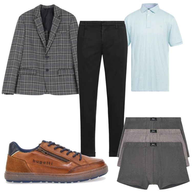 Outfit uomo - Marzo preppy. Stile Trendy per Tutti i giorni. Abbinamento con boxer, pantaloni chino, polo, giacche, scarpe stringate.