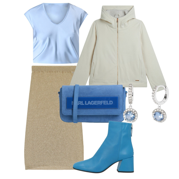 Outfit donna - Gonne midi per la primavera - curvy. Stile Bon Ton per Tutti i giorni. Abbinamento con borse a tracolla, stivaletti, orecchini, bluse, gonne longuette, blazer.