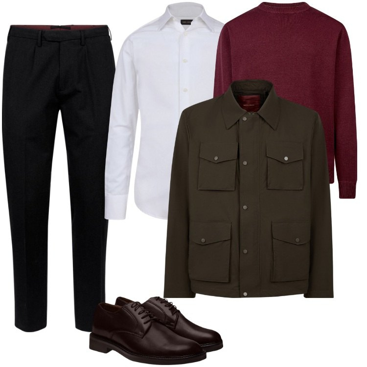 Outfit uomo - Total look #2076077. Stile Casual per Ufficio. Abbinamento con scarpe stringate, giacche, pantaloni, maglieria, camicie.