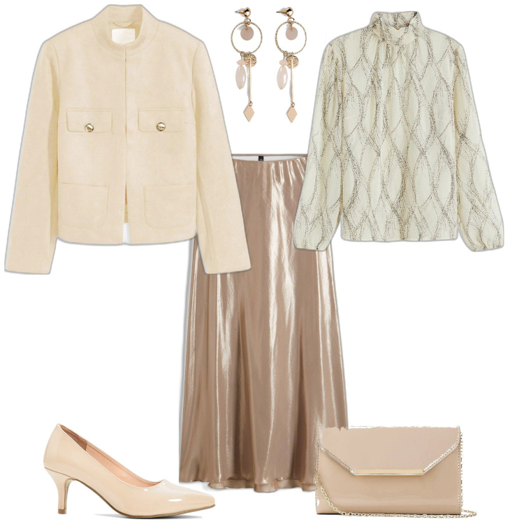Outfit donna - Cerimonia evento serata speciale. Stile Bon Ton per Cerimonia. Abbinamento con pochette, orecchini, gonne longuette, blazer, camicie, décolleté.
