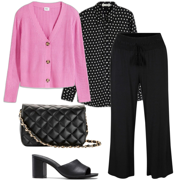 Outfit donna - Bonprix springtime. Stile Chic per Tutti i giorni. Abbinamento con ciabatte, cardigans, borse a tracolla, pantaloni, camicie.