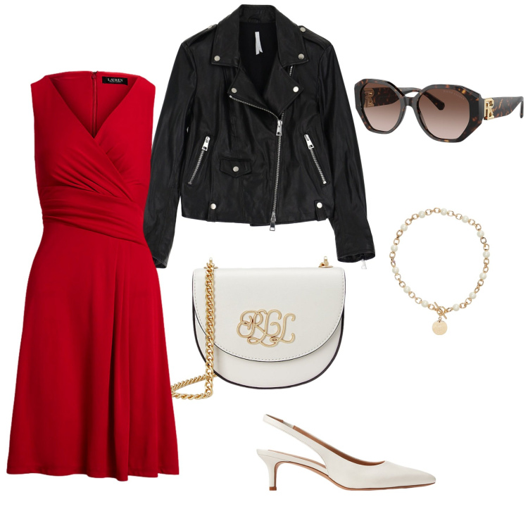 Outfit donna - Viva le donne. Stile Romantica per Serata fuori. Abbinamento con giacche, collane, borse a tracolla, vestiti, décolleté, occhiali da sole.