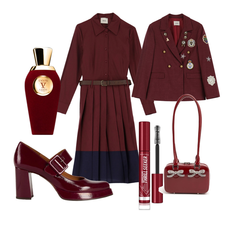 Outfit donna - Terracotta 03. Stile Casual chic per Serata fuori. Abbinamento con décolleté, mascara, profumi, vestiti midi/longuette, blazer, borse a spalla.