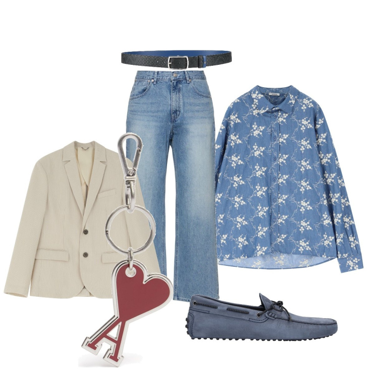 Outfit uomo - Un cuore per portachiavi. Stile Trendy per Tutti i giorni. Abbinamento con scarpe stringate, cinture, camicie, giacche, jeans, portachiavi.