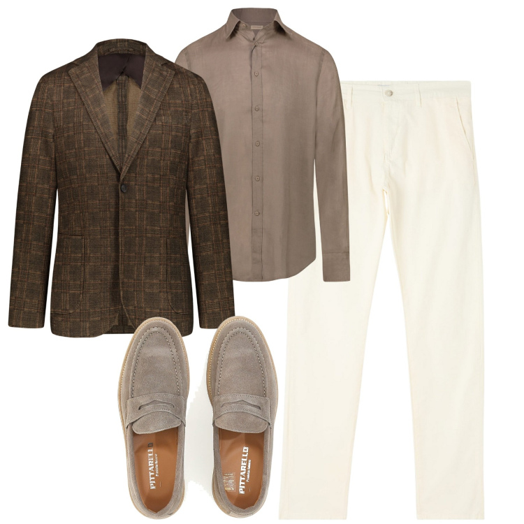 Outfit uomo - City. Stile Trendy per Tutti i giorni. Abbinamento con pantaloni chino, giacche, scarpe stringate, camicie.