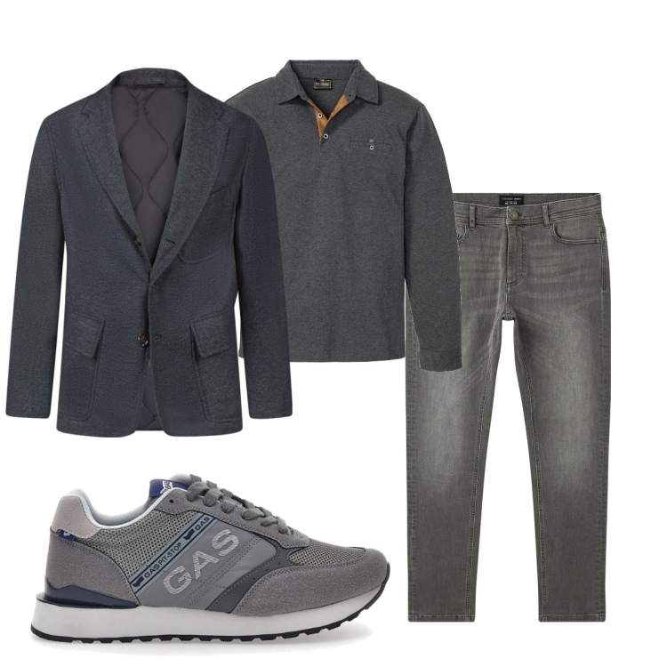 Outfit uomo - Total look #2076318. Stile Trendy per Tutti i giorni. Abbinamento con polo, jeans skinny, giacche, sneakers.