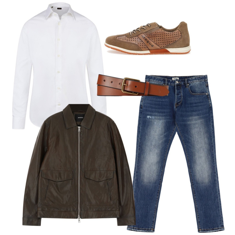 Outfit uomo - Zip. Stile Casual per Tutti i giorni. Abbinamento con giacche, jeans dritti, cinture, scarpe stringate, camicie.
