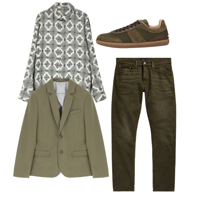 Outfit uomo - In tiro. Stile Trendy per Tutti i giorni. Abbinamento con sneakers, camicie, giacche, jeans.
