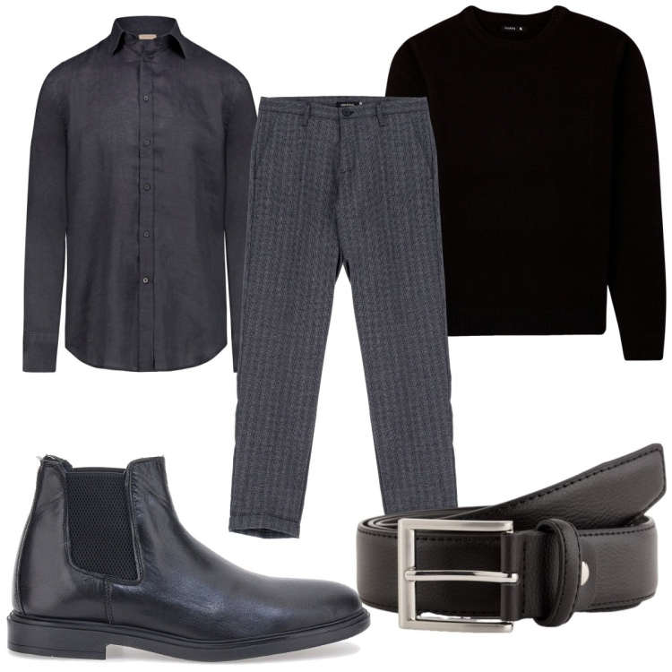 Outfit uomo - Total look #2076414. Stile Casual per Tutti i giorni. Abbinamento con maglieria, pantaloni, camicie, stivali e stivaletti, cinture.