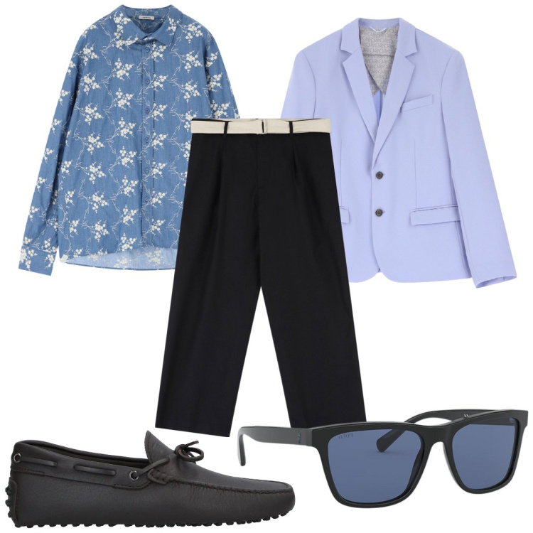 Outfit uomo - Total look #2076419. Stile Trendy per Tutti i giorni. Abbinamento con scarpe stringate, giacche, camicie, pantaloni, occhiali da sole.