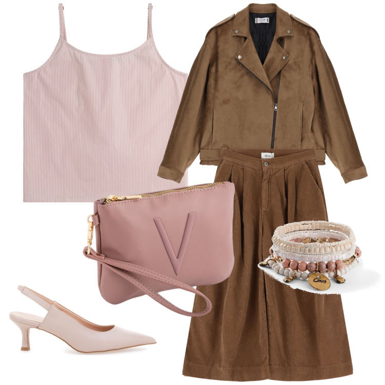 Outfit donna - Apericena dí compleanno. Stile Glamour per Serata fuori. Abbinamento con braccialetti, blazer, canottiere, pantaloni, décolleté, pochette.