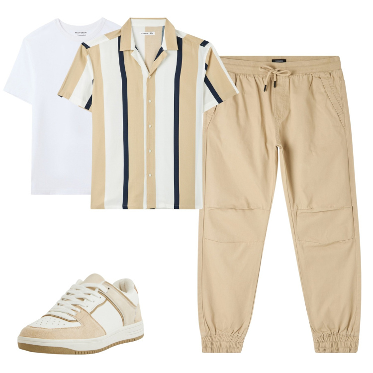 Outfit uomo - Cargo e camicia. Stile Casual per Tutti i giorni. Abbinamento con pantaloni, camicie a manica corta, t-shirt, sneakers.
