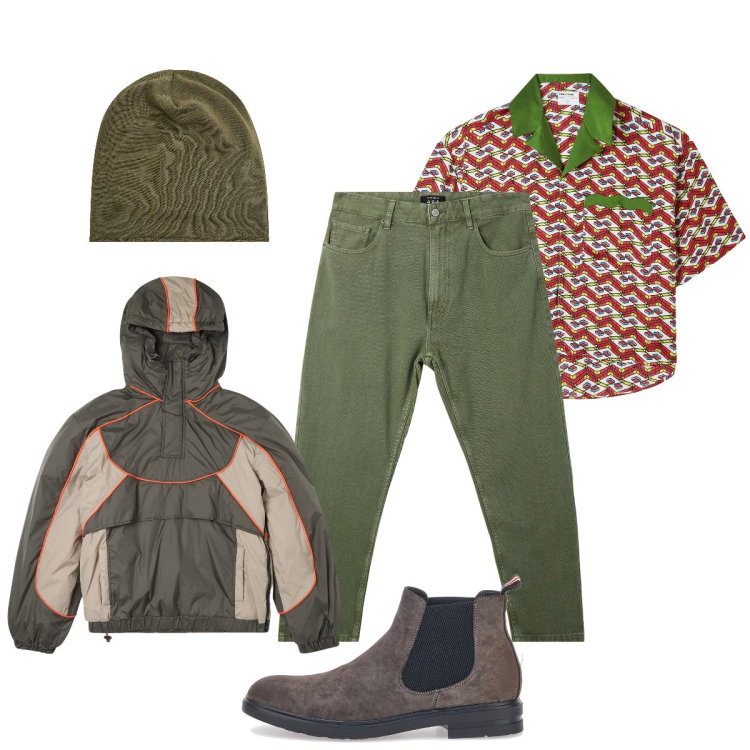 Outfit uomo - Oggi pioggia…. Stile Urban per Tutti i giorni. Abbinamento con camicie a manica corta, pantaloni, berretti, giacche, stivali e stivaletti.