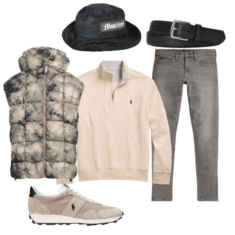 Outfit uomo - Stiloso. Stile Trendy per Tutti i giorni. Abbinamento con cappelli, piumini, pullovers, cinture, jeans, sneakers.