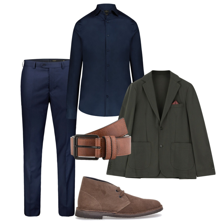 Outfit uomo - Spezzato giorno. Stile Casual per Tutti i giorni. Abbinamento con giacche, camicie, pantaloni, scarpe stringate, cinture.