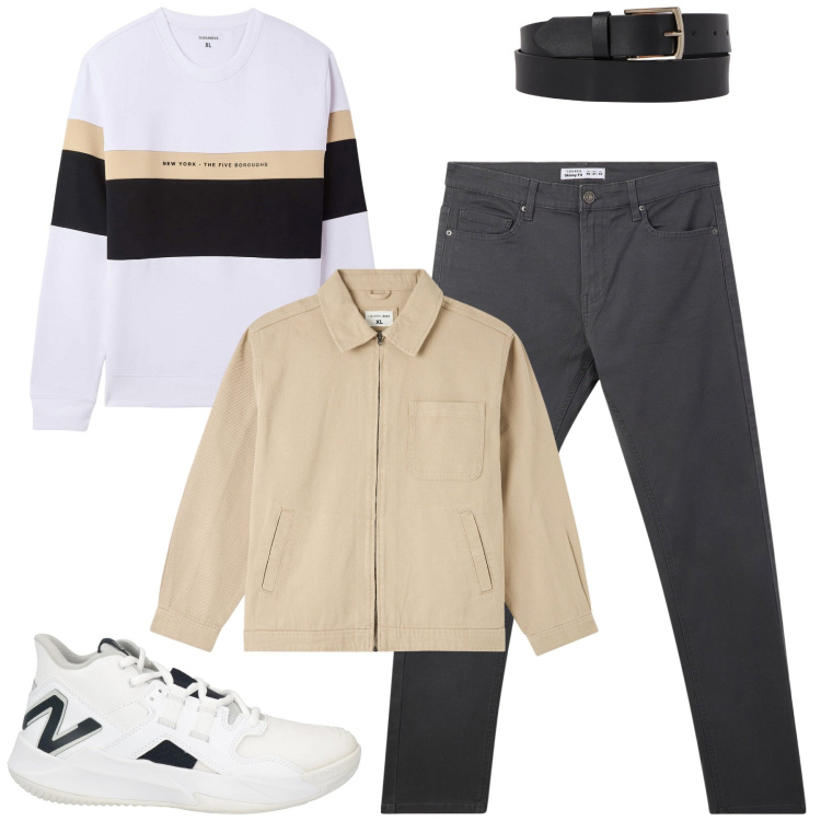 Outfit uomo - City. Stile Urban per Tutti i giorni. Abbinamento con sneakers, giacche, pantaloni skinny, felpe con cappuccio, cinture.