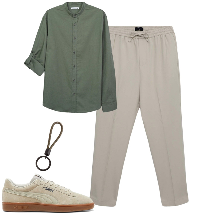 Outfit uomo - City. Stile Urban per Tutti i giorni. Abbinamento con camicie, pantaloni, sneakers, portachiavi.